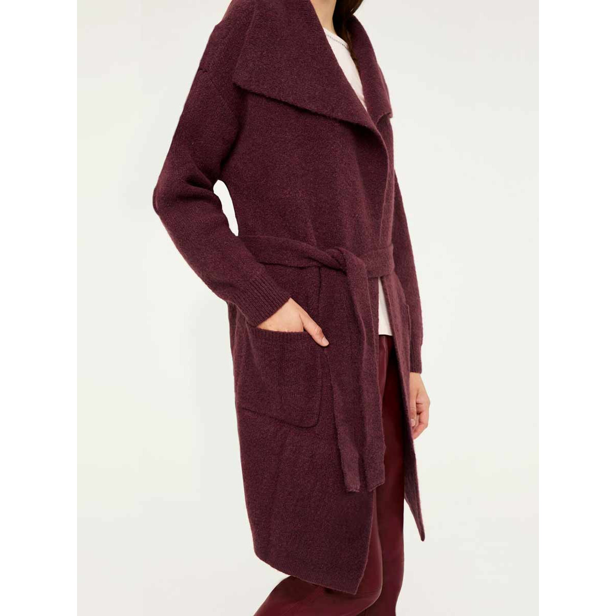 Designer-Kuschel-Longtrickjacke bordeaux