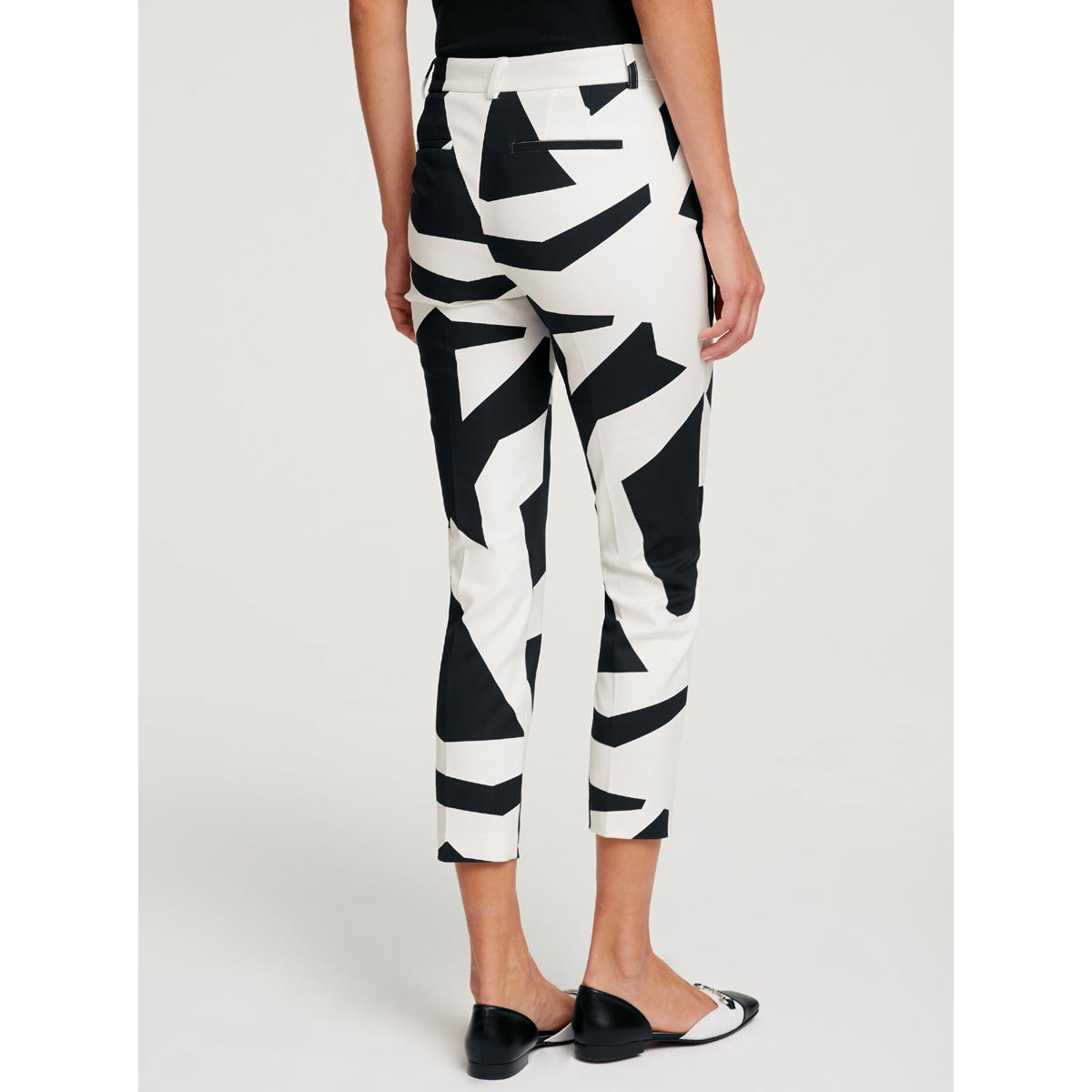 Designer-7/8-Stretch-Druckhose schwarz-ecru