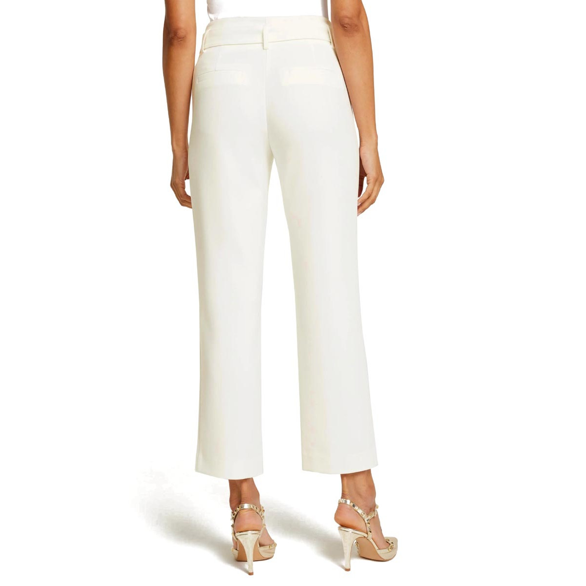 Designer-Stretchhose m. Gürtel offwhite