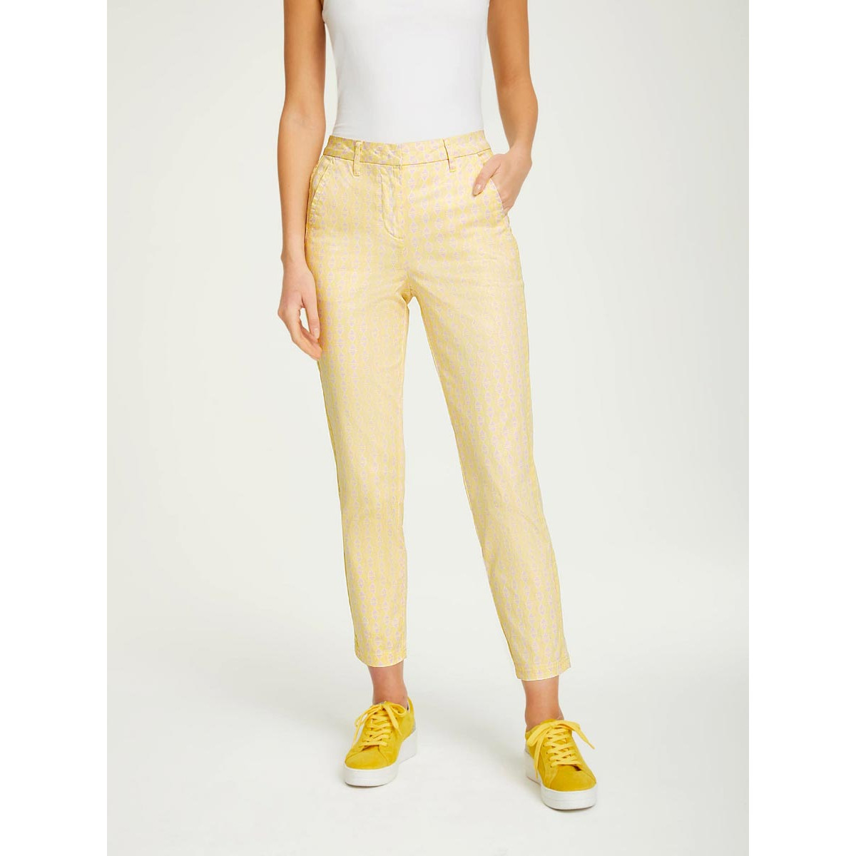 Designer-Druck-Stretchhose vanille-rosé