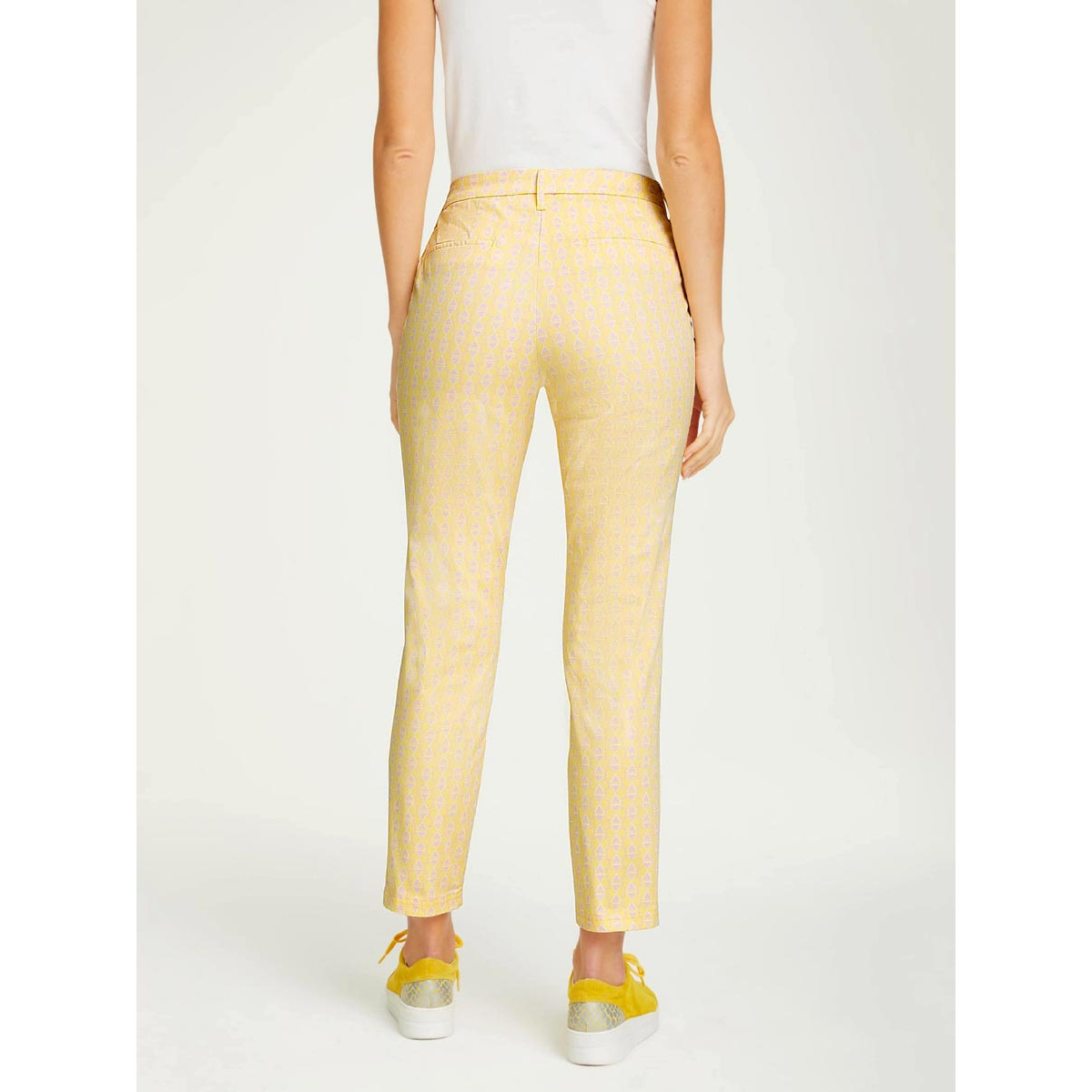 Designer-Druck-Stretchhose vanille-rosé