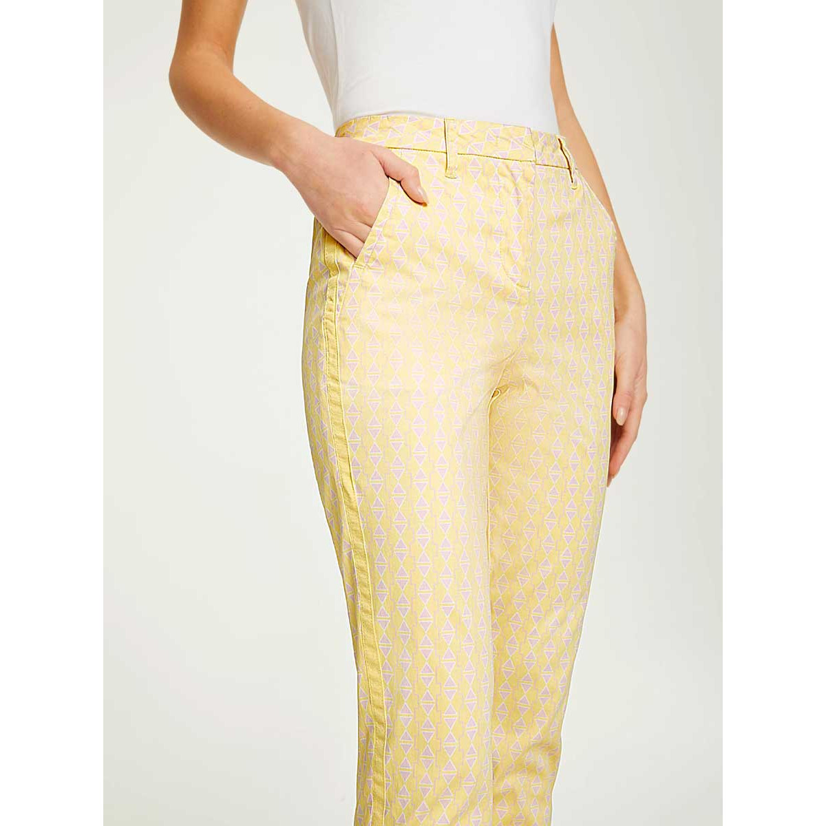 Designer-Druck-Stretchhose vanille-rosé