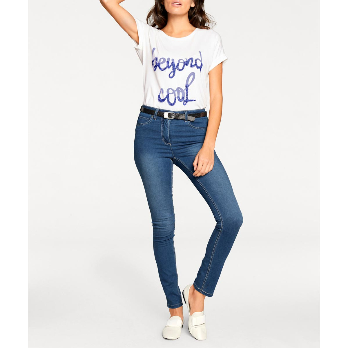 Designer-Bauchweg-Skinny-Jeans blue stone