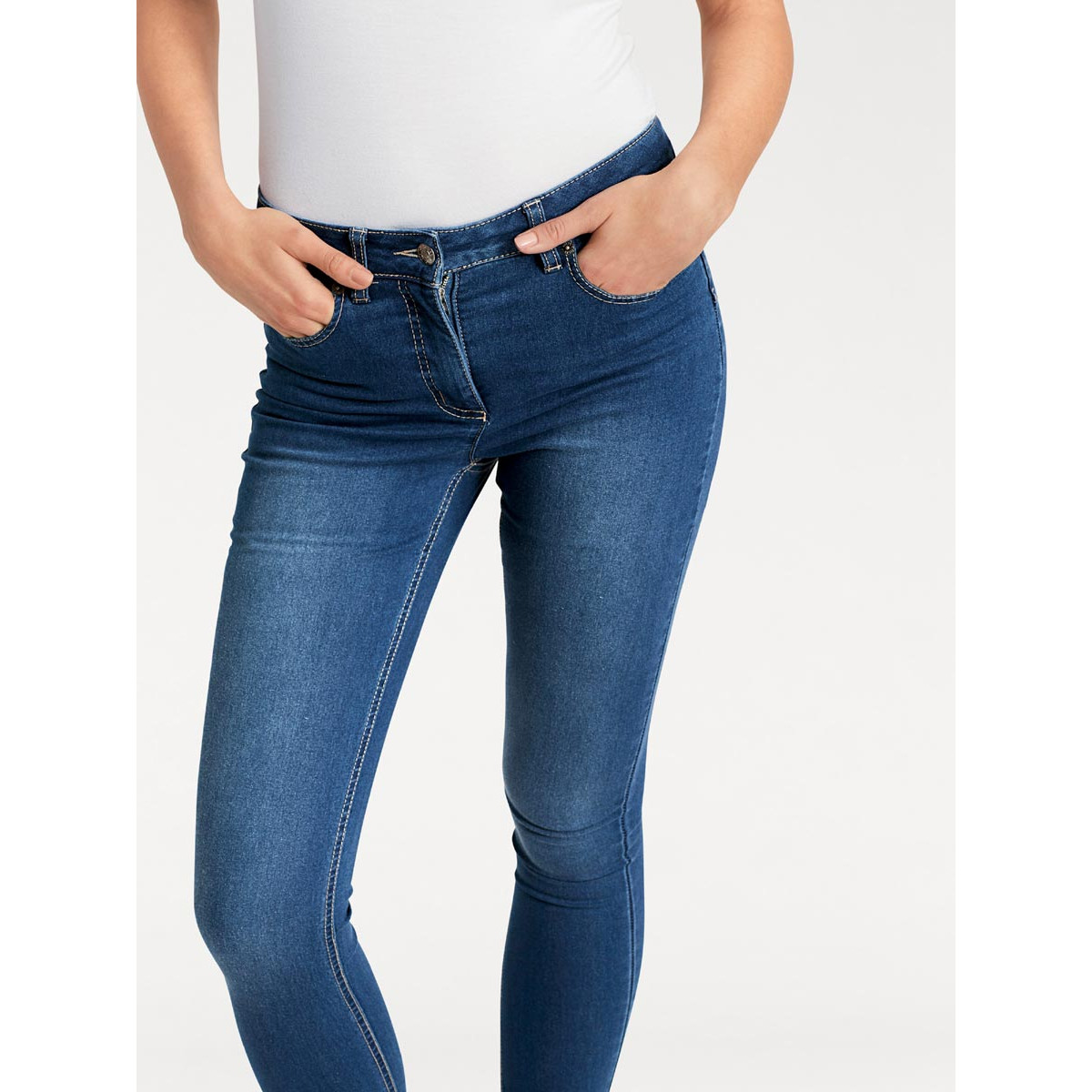 Designer-Bauchweg-Skinny-Jeans blue stone