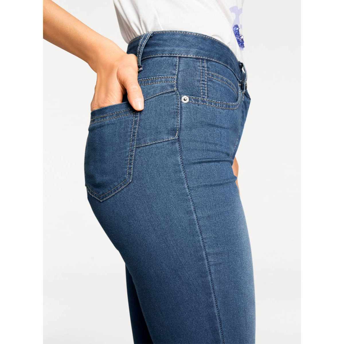 Designer-Bauchweg-Skinny-Jeans blue stone