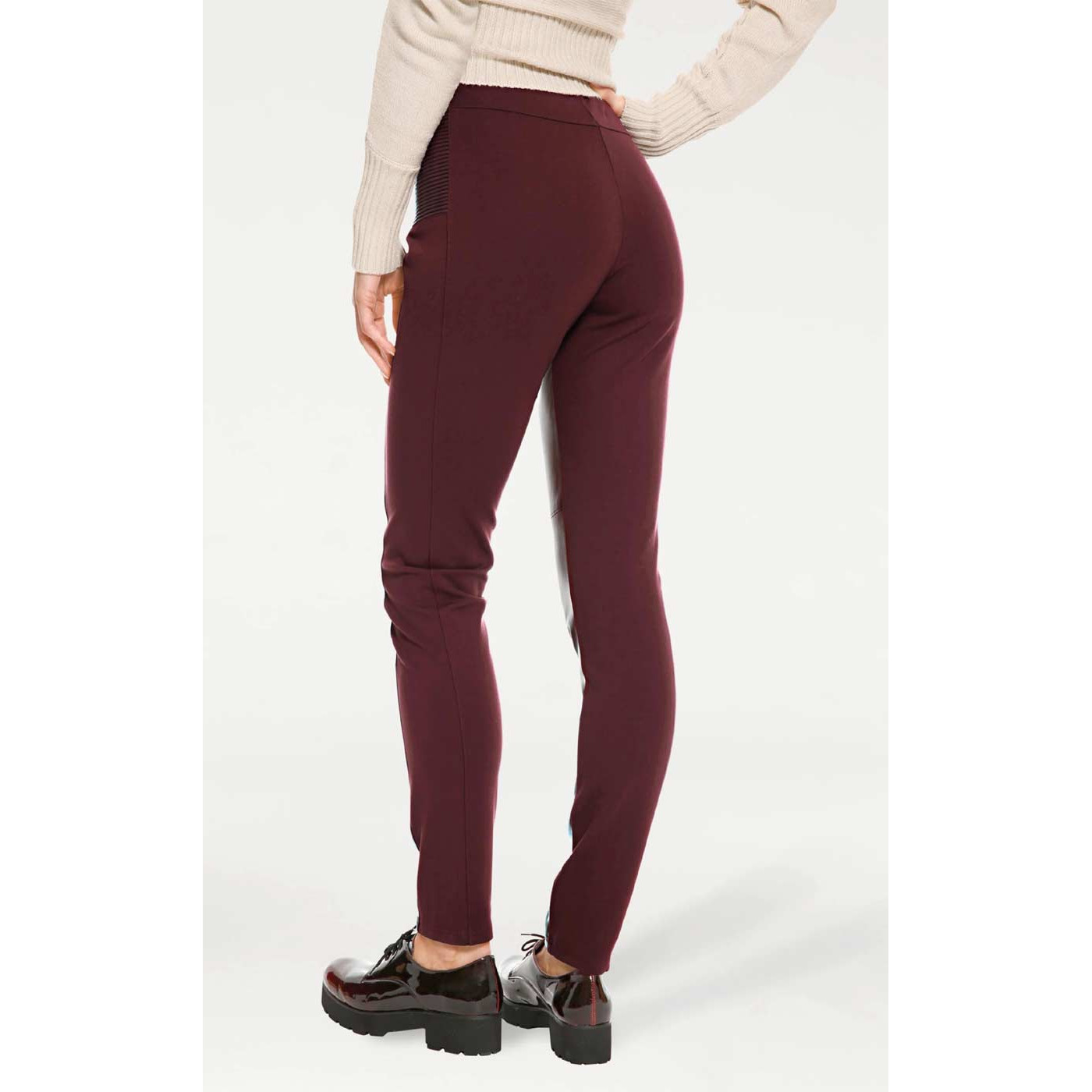 Designer-Lederimitat-Stretchhose bordeaux