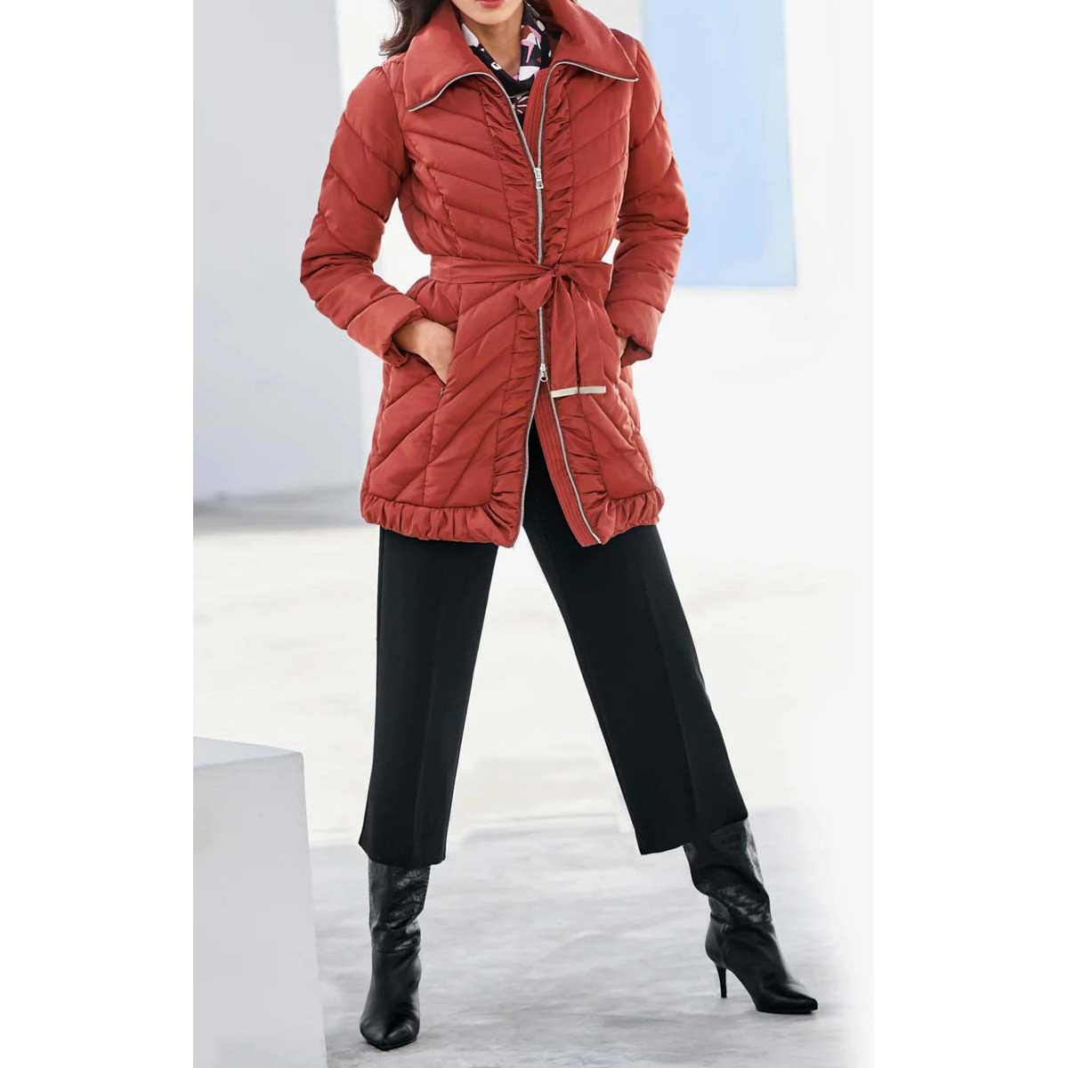 Designer-Steppjacke kaminrot