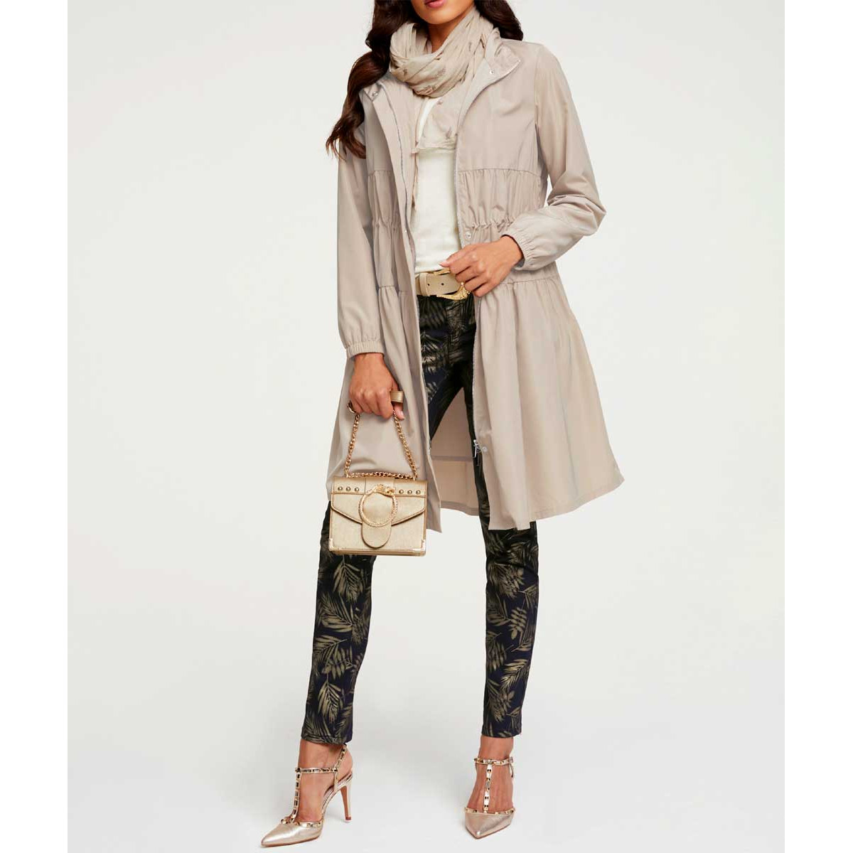 Designer-Übergangsmantel beige