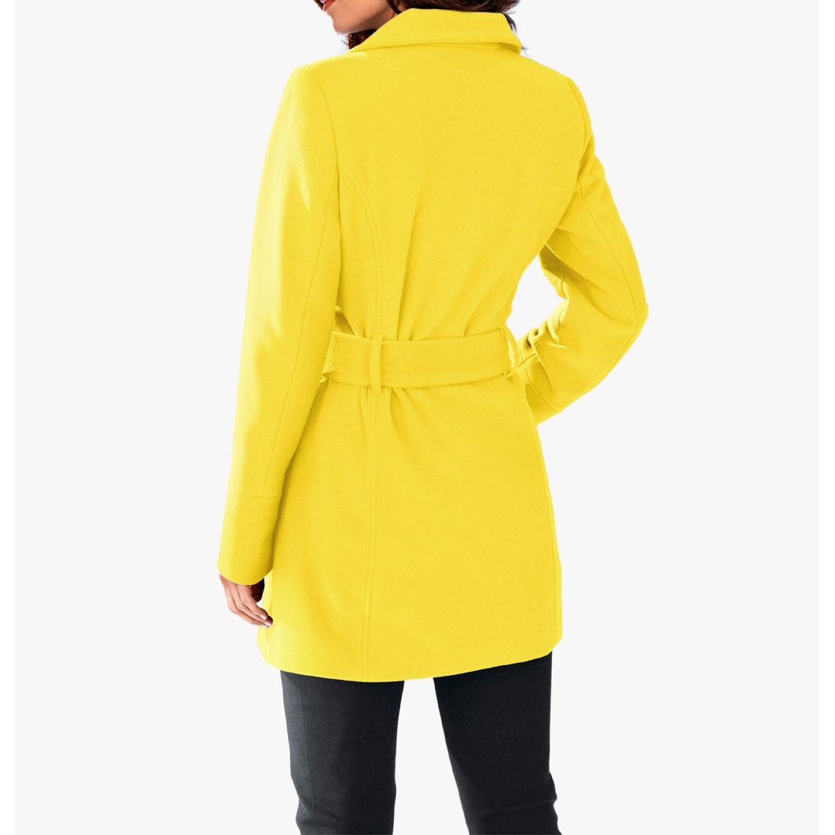 Designer-Wolljacke m. Gürtel gelb