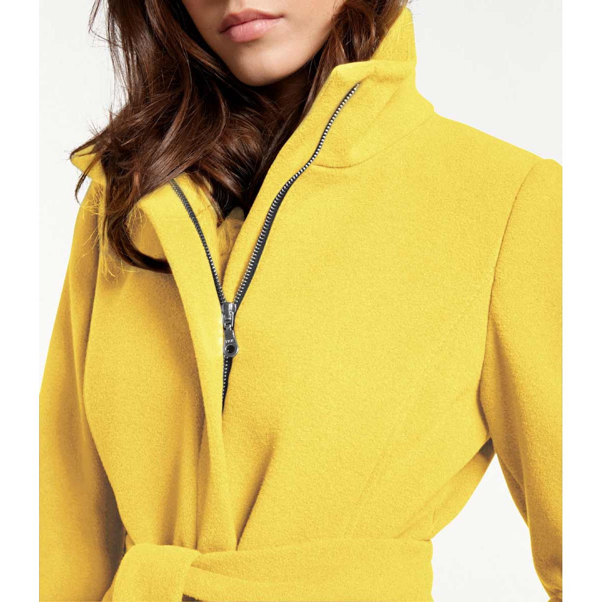 Designer-Wolljacke m. Gürtel gelb