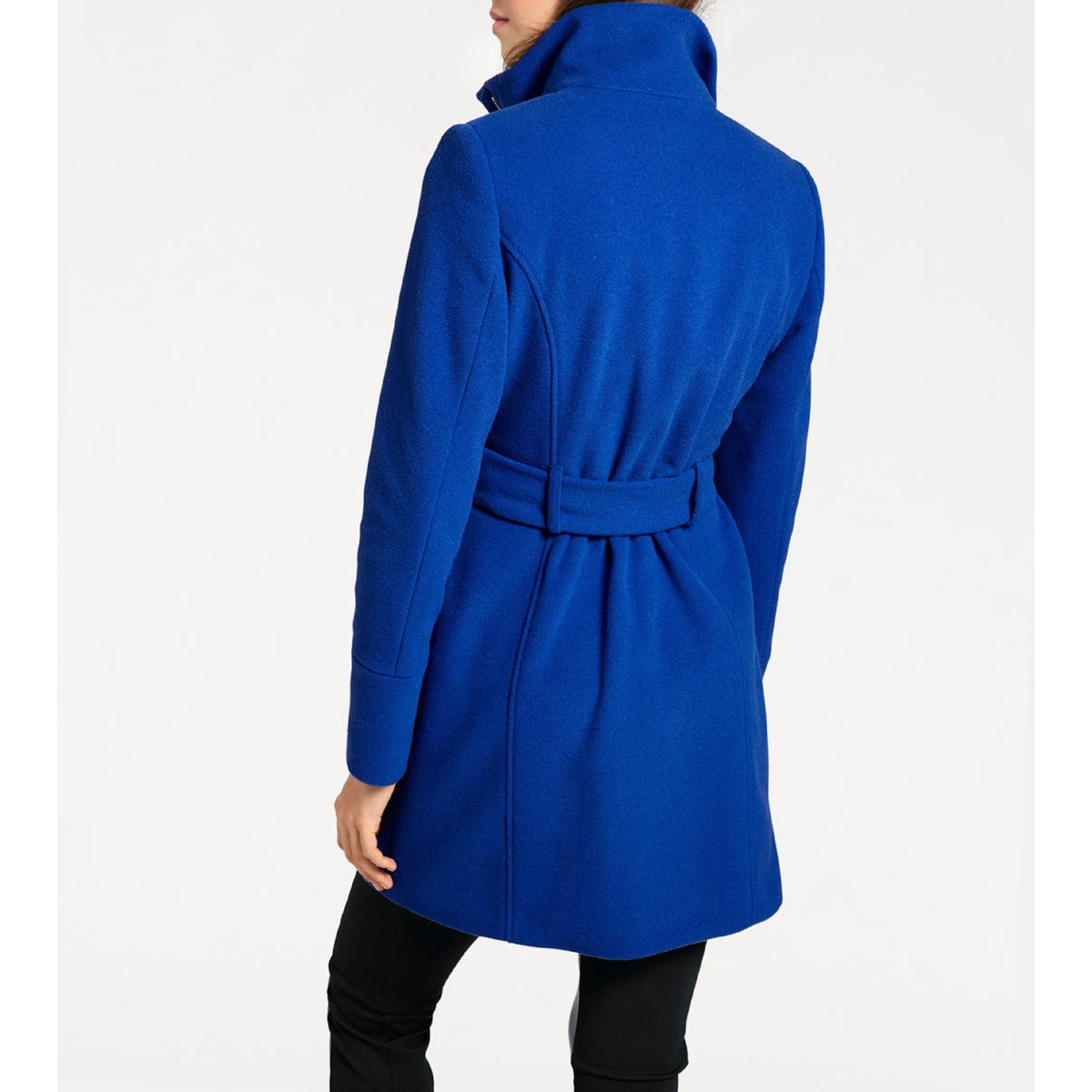 Designer-Wolljacke m. Gürtel royalblau