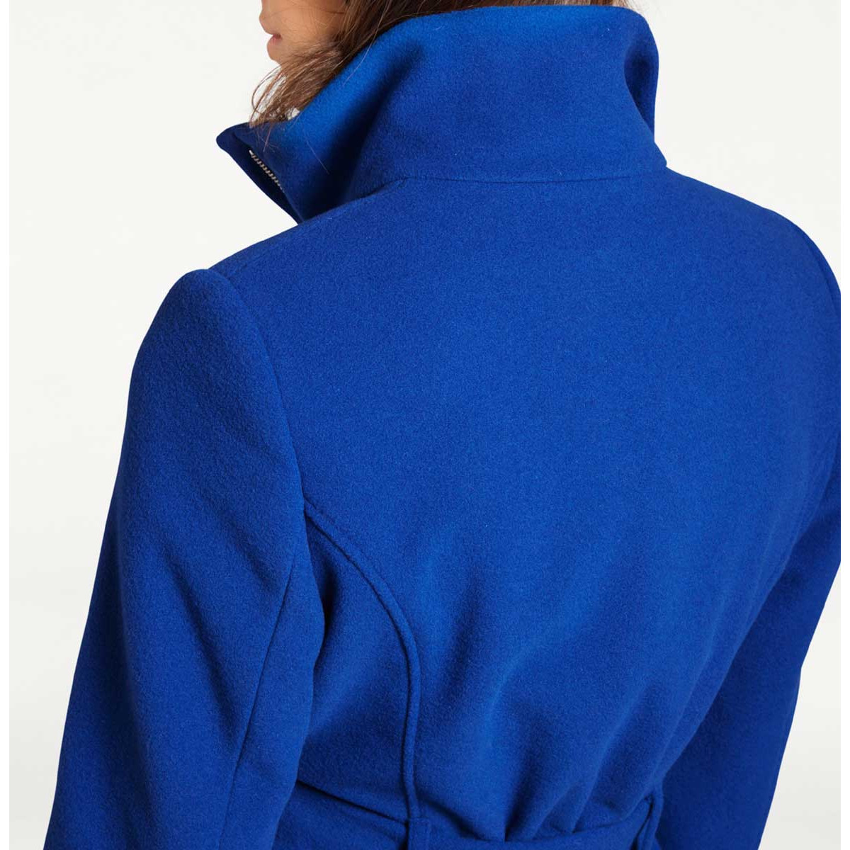Designer-Wolljacke m. Gürtel royalblau