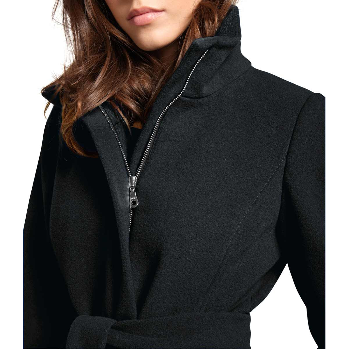 Designer-Wolljacke m. Gürtel schwarz