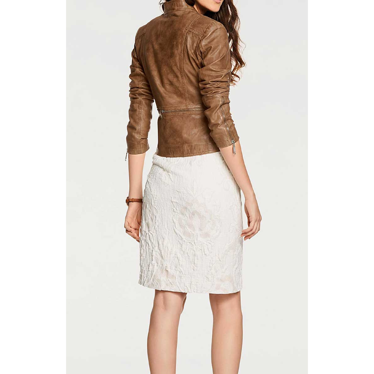 Designer-Lamm-Nappalederjacke cognac