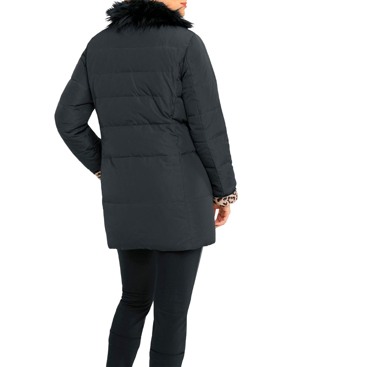 Designer-Wende-Daunenjacke Leo-schwarz