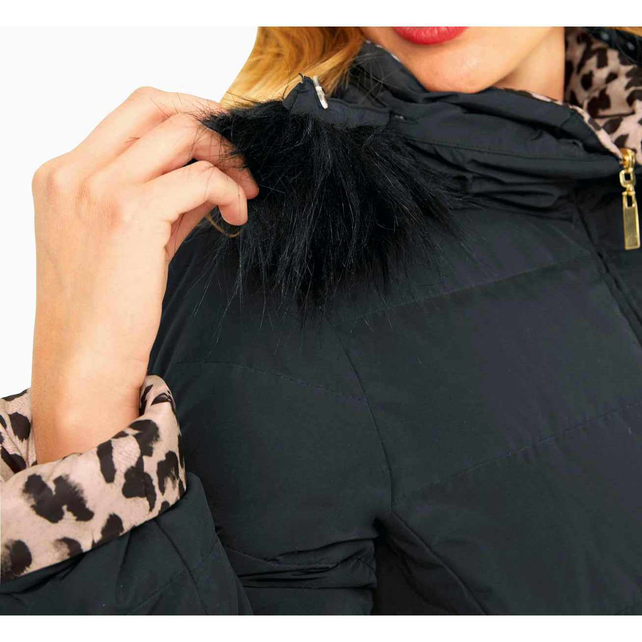 Designer-Wende-Daunenjacke Leo-schwarz
