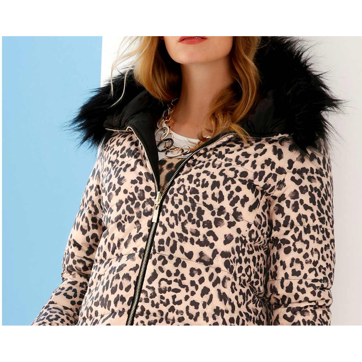 Designer-Wende-Daunenjacke Leo-schwarz