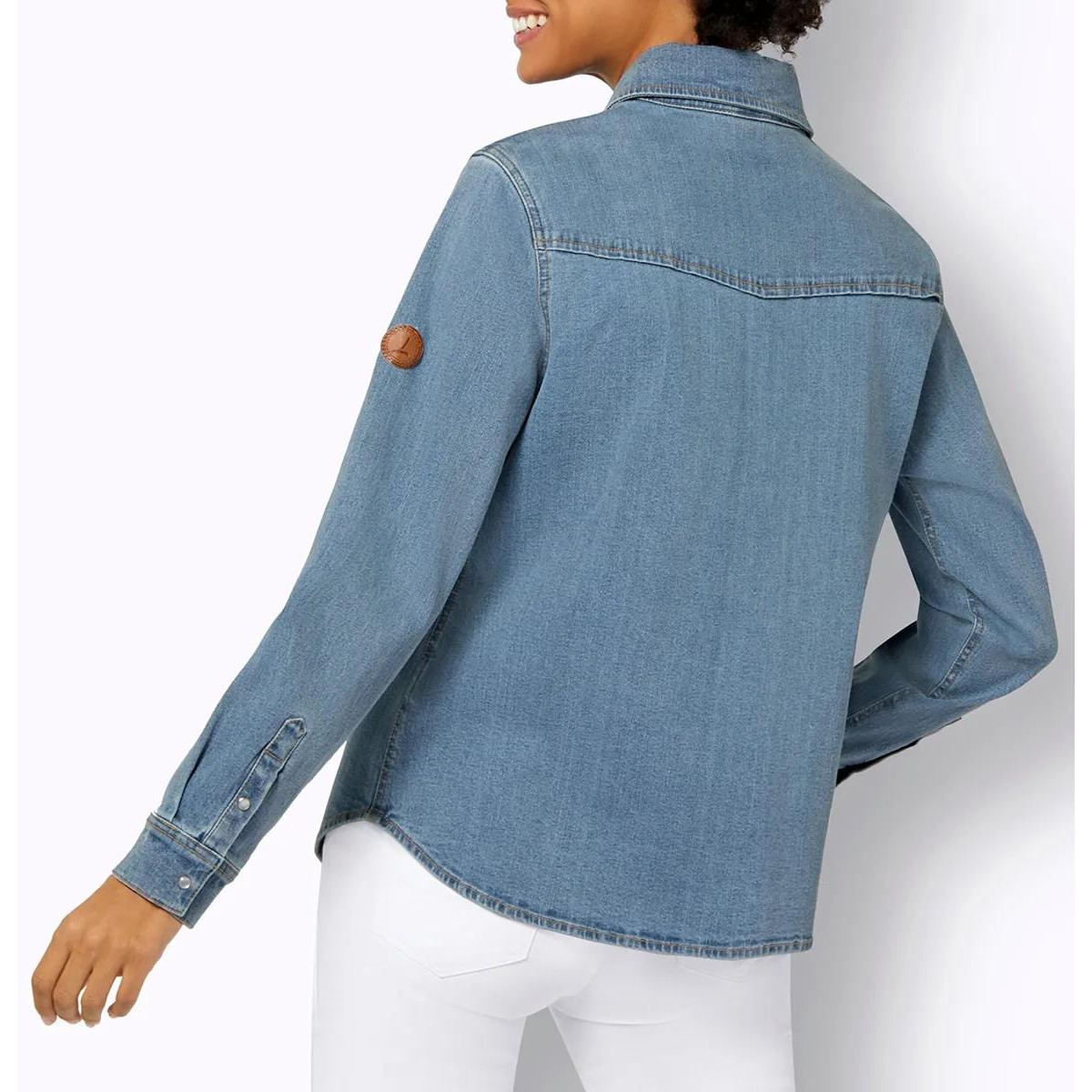Jeansbluse m. Ziernähten blue-bleached