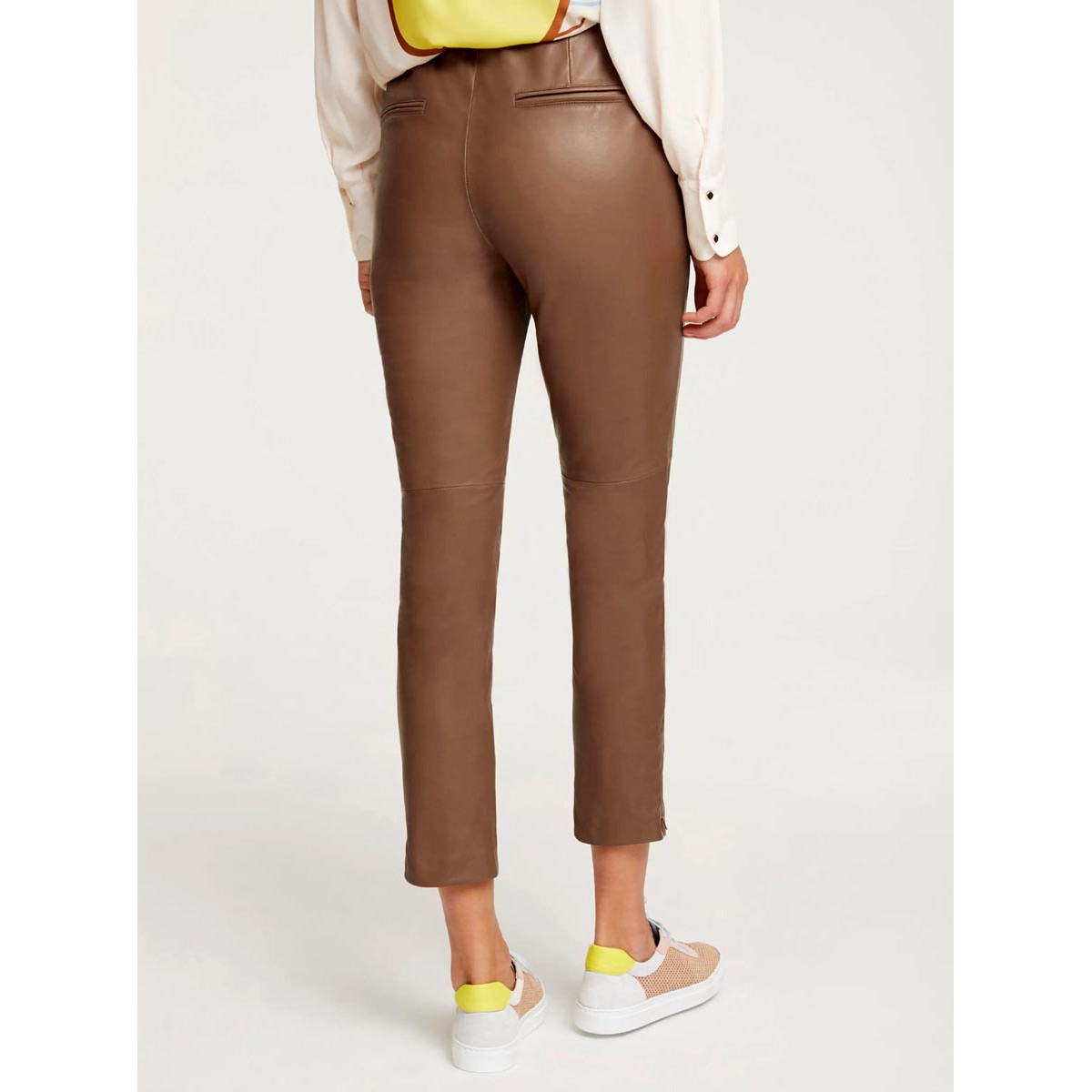 Designer-Lammnappaleder-Leggings cognac