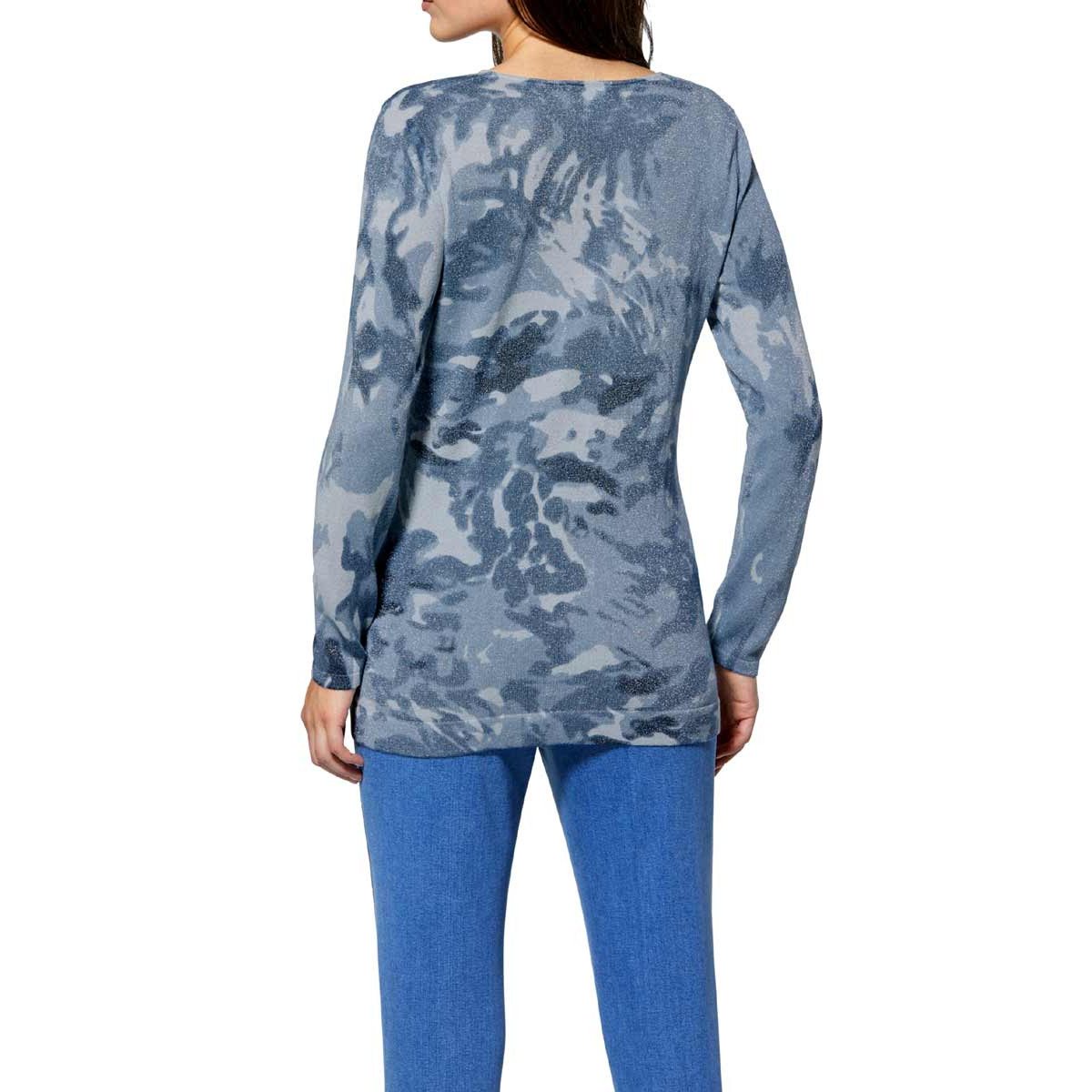 Glanzgarnpullover blau-bedruckt