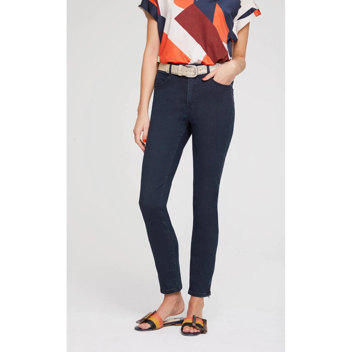 Designer-Bauchweg-Jeans dark denim