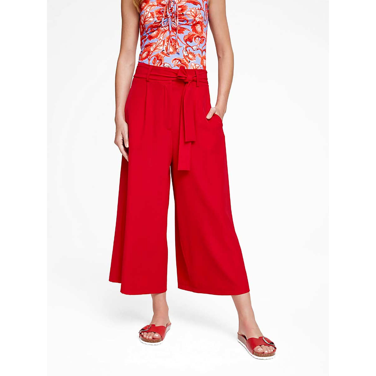 Designer-Culotte m. Gürtel rot