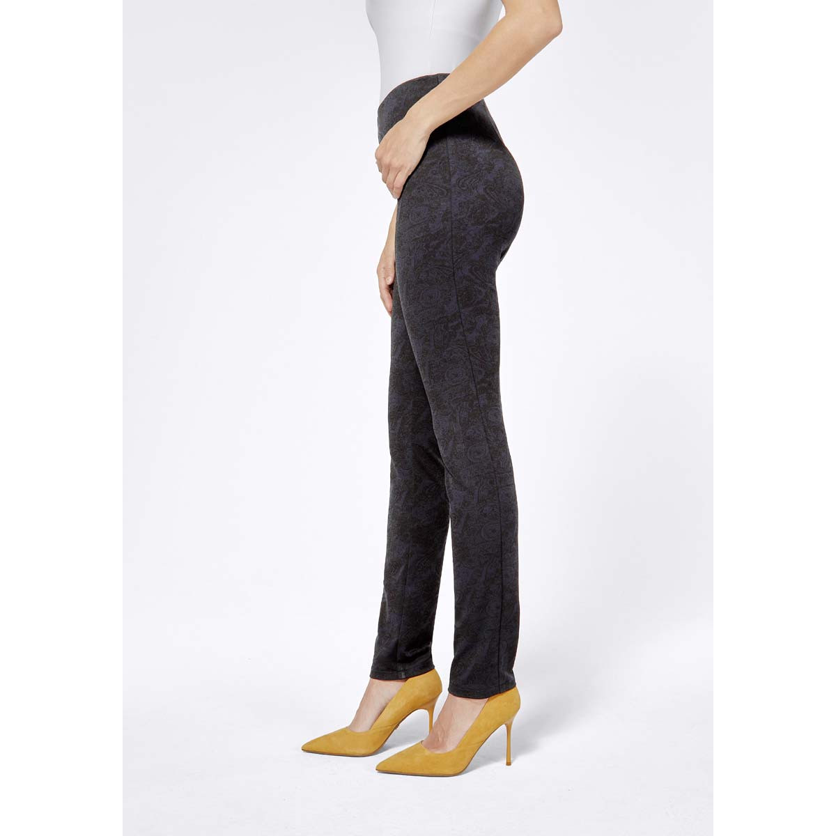 Jacquard-Stretchhose marine-schwarz