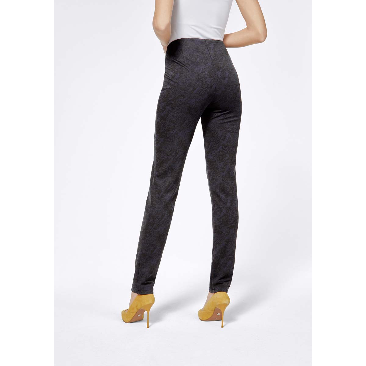 Jacquard-Stretchhose marine-schwarz