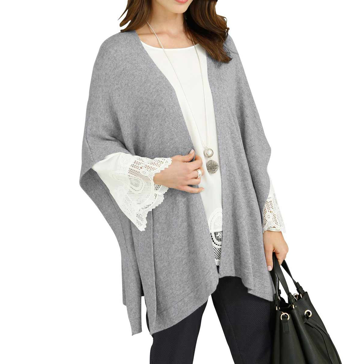 Knit poncho grey blend