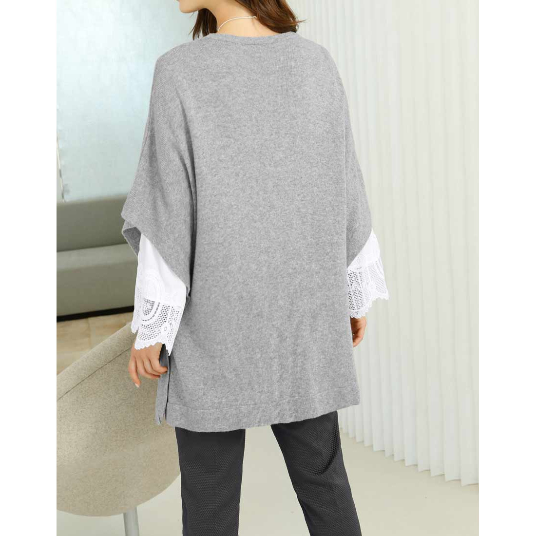 Knit poncho grey blend