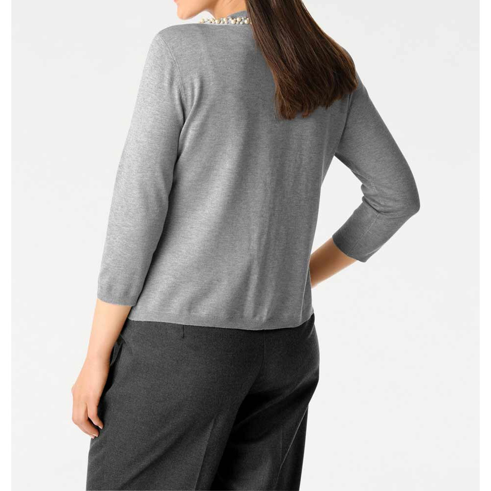 Designer-Cardigan m. Perlen grau
