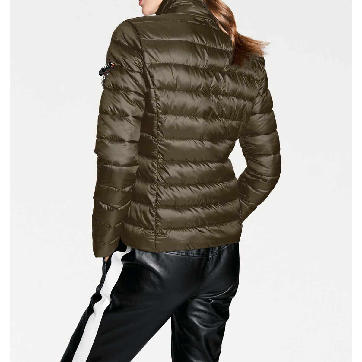 Designer-Steppjacke m. Patches oliv