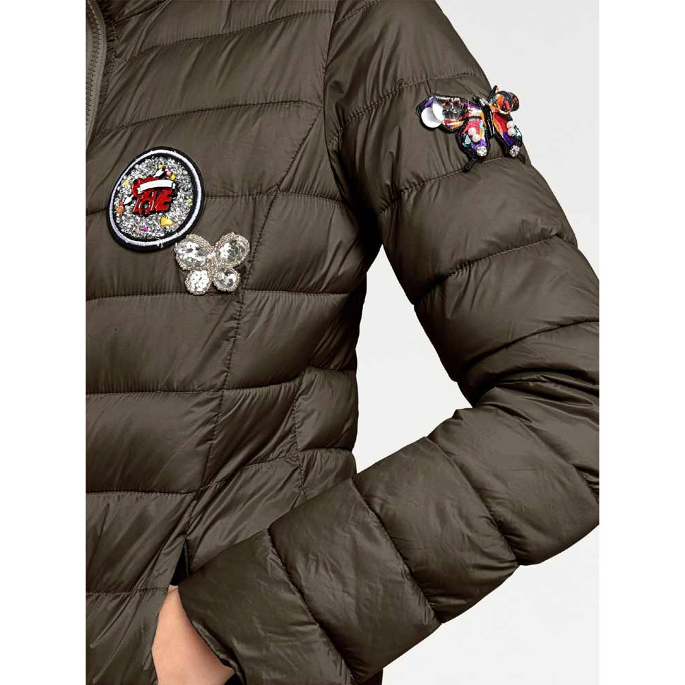 Designer-Steppjacke m. Patches oliv
