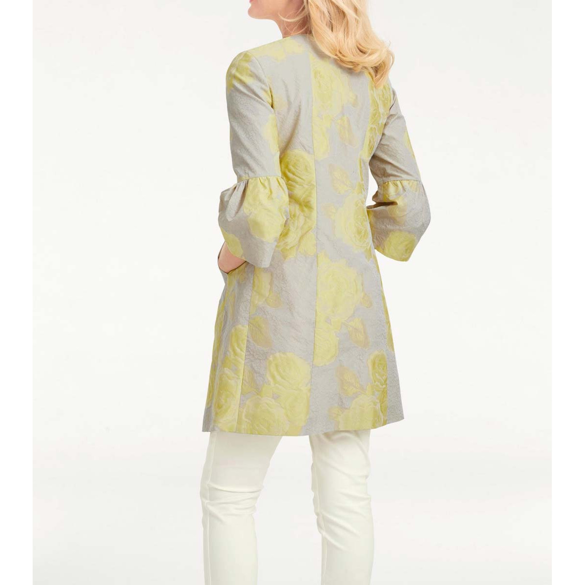 Designer-Jacquard-Longblazer sand-gelb