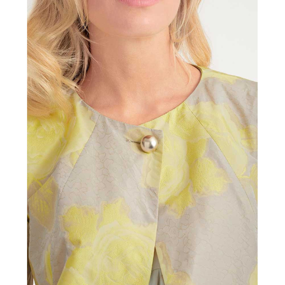 Designer-Jacquard-Longblazer sand-gelb