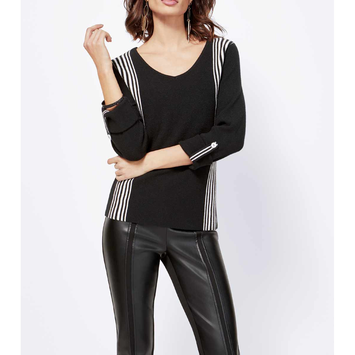 Kuschel-Pullover schwarz-weiß