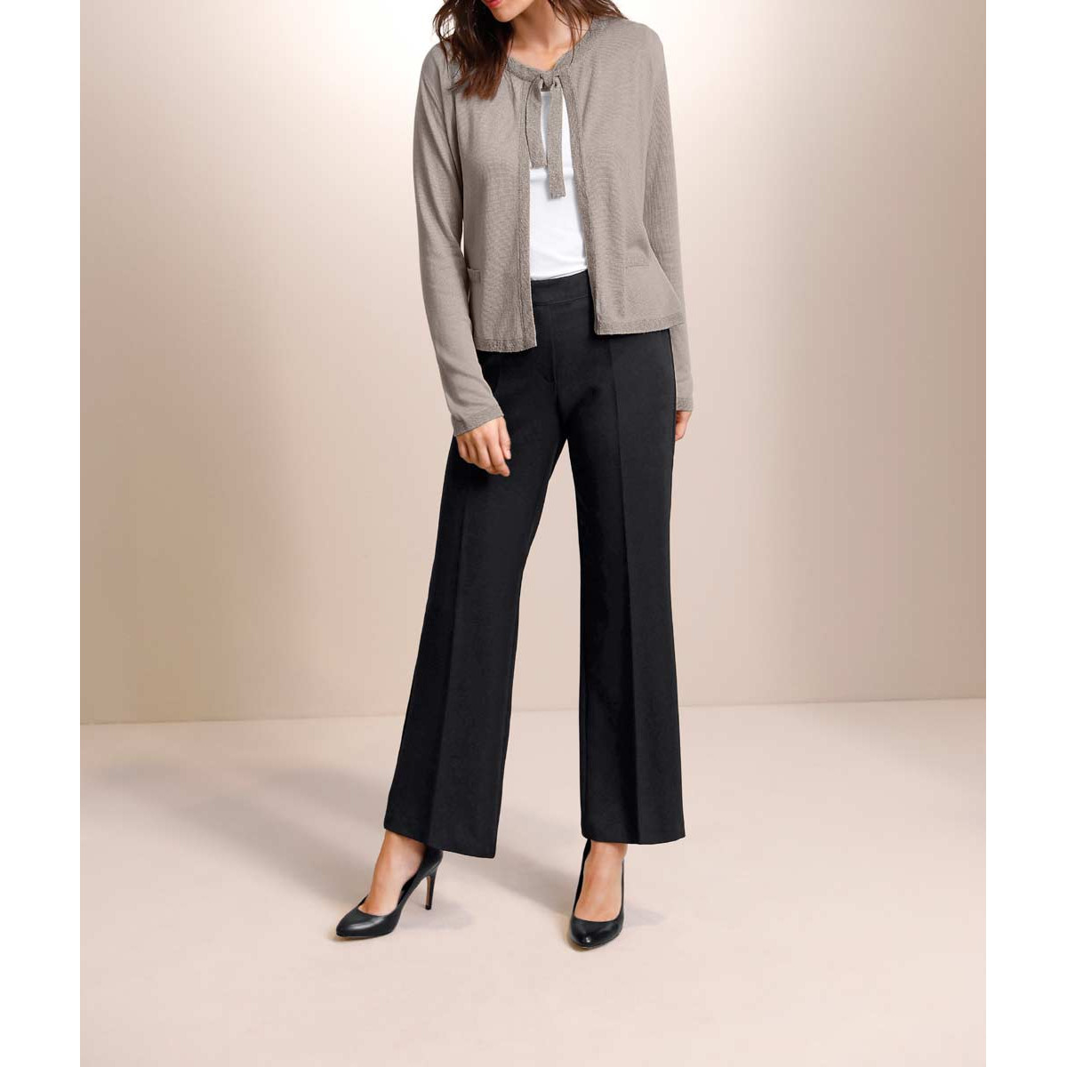 Luxus-Strickjacke m. Seide taupe