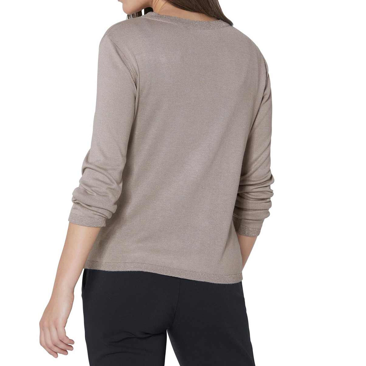 Luxus-Strickjacke m. Seide taupe