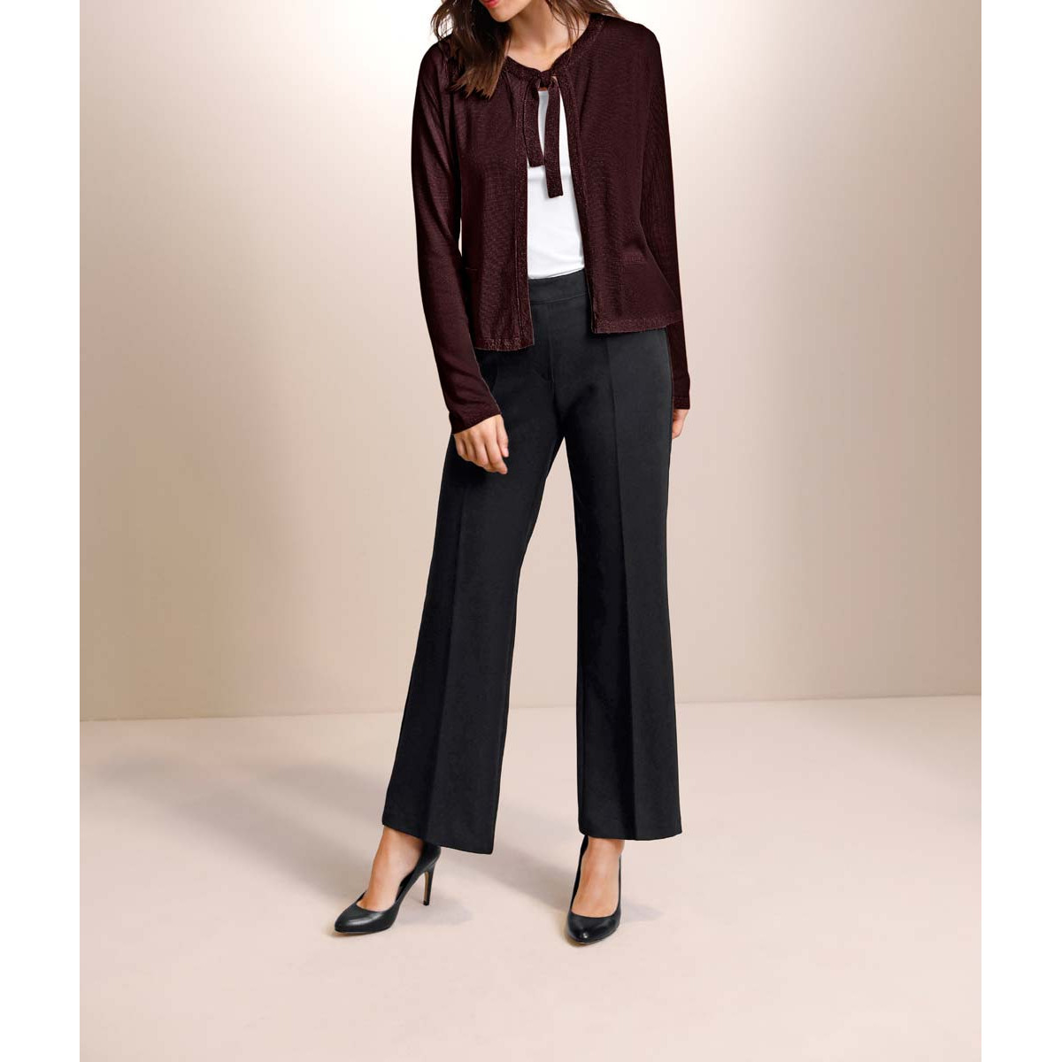 Luxus-Strickjacke m. Seide bordeaux