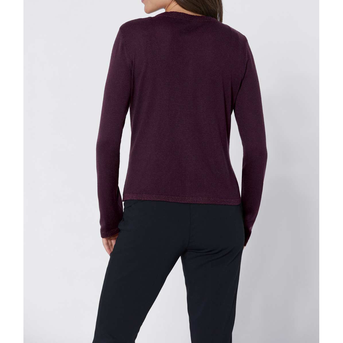 Luxus-Strickjacke m. Seide bordeaux