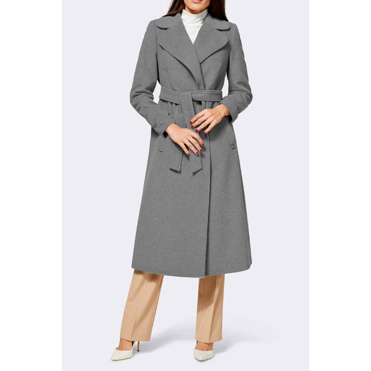 Designer-Wollmantel grau