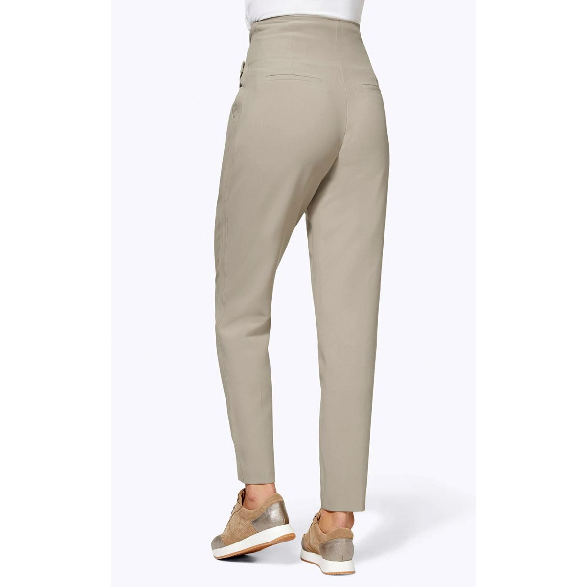 Designer-Highwaist-Stretchhose m. Gürtel sesam