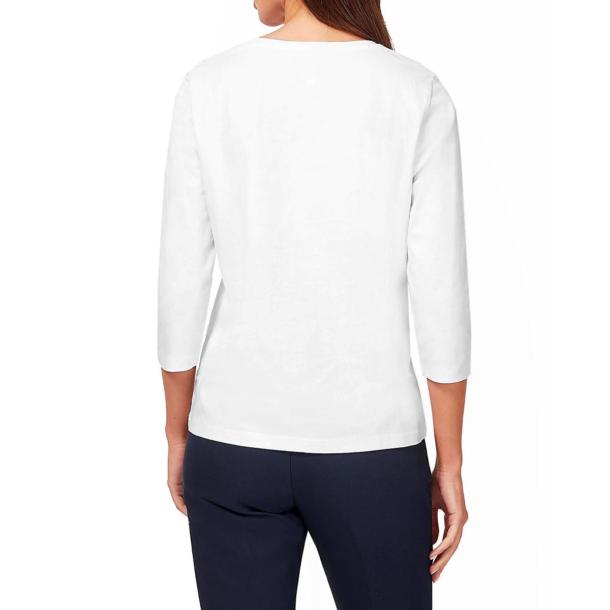 Designer-Shirt m. Paillettenstickerei weiß