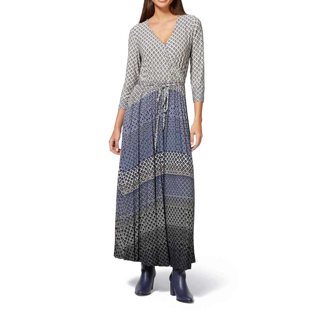 Designer-Druckkleid jeansblau-gemustert