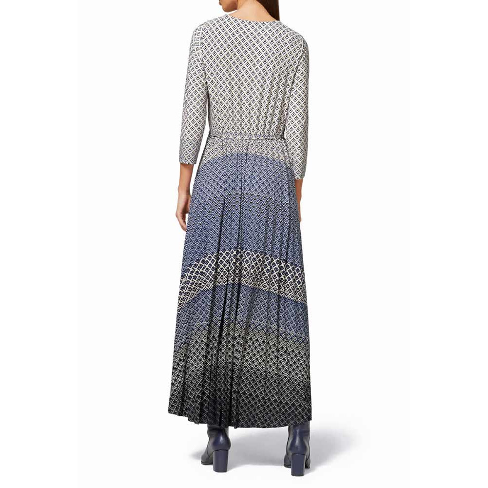 Designer-Druckkleid jeansblau-gemustert