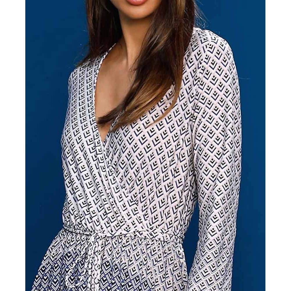 Designer-Druckkleid jeansblau-gemustert