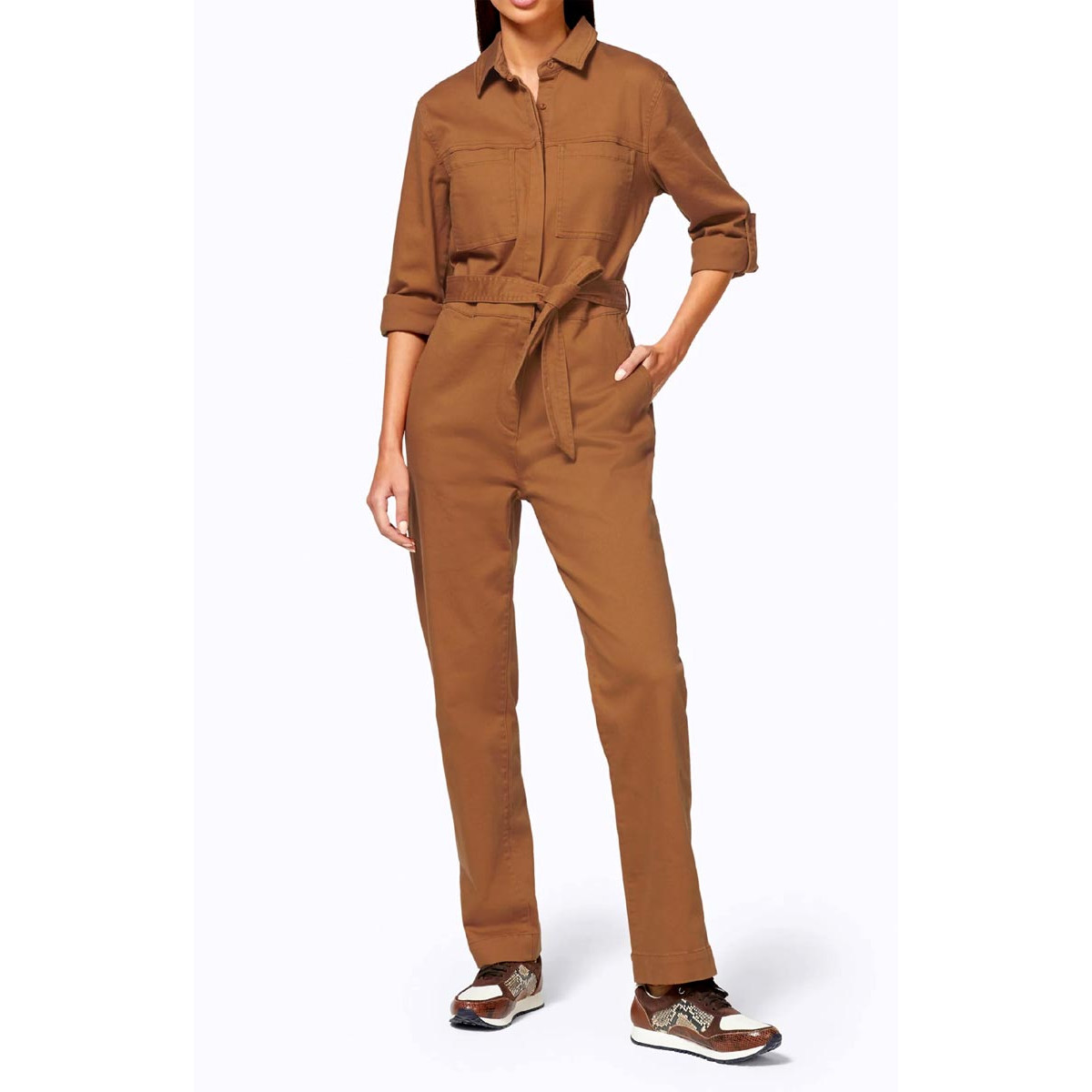 Designer-Overall im Worker-Style cognac