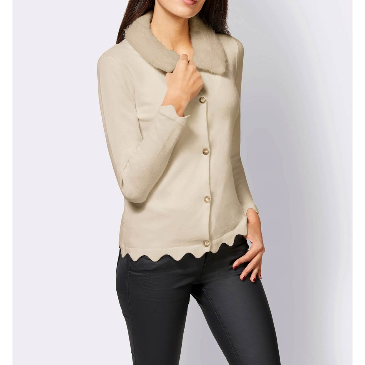 Designer-Strickjacke elfenbein