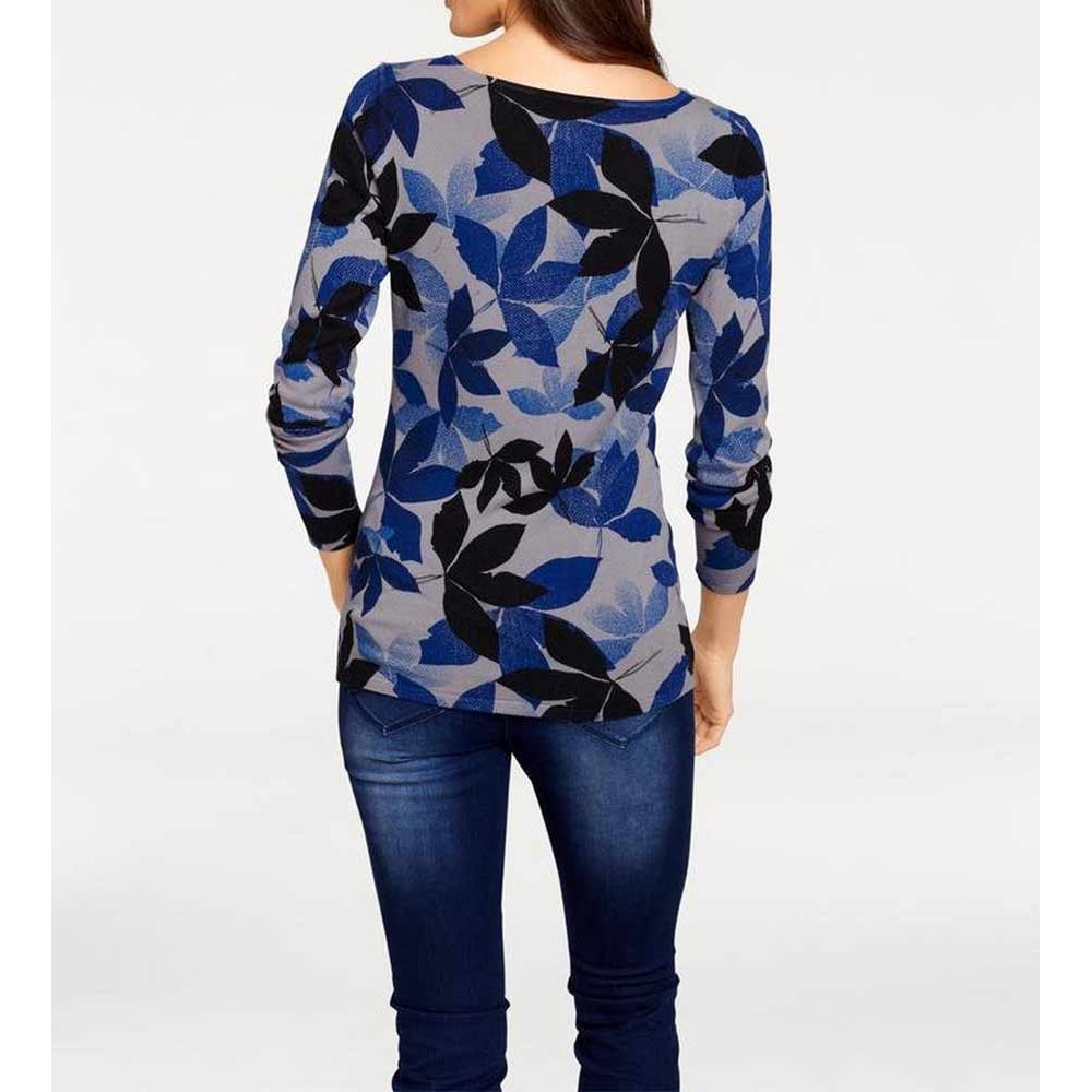 Druckpullover grau-blau