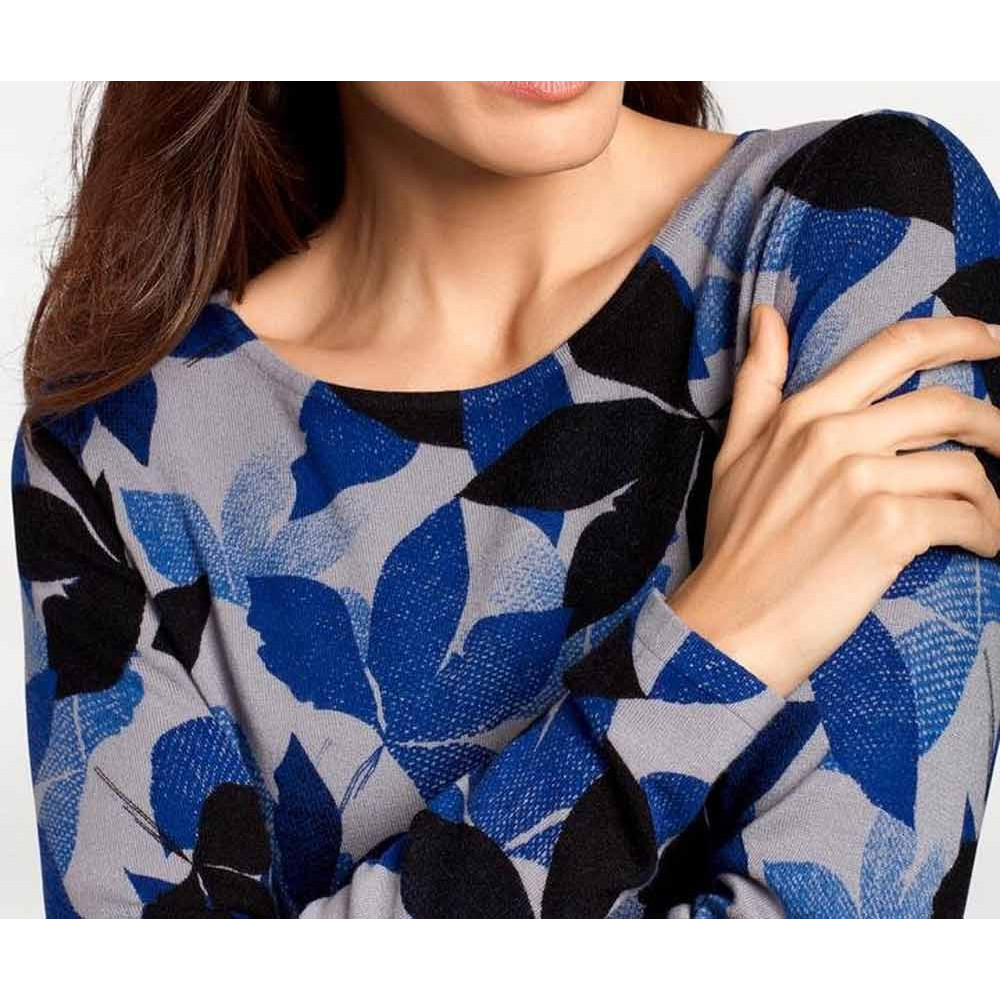 Druckpullover grau-blau